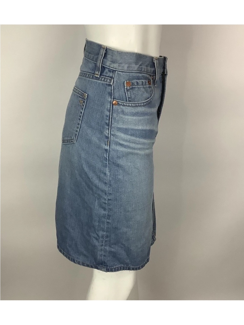 Madewell Sz 26 100% Cotton Slit Front A-Line Denim Medium Wash Skirt Blue - Picture 3 of 6